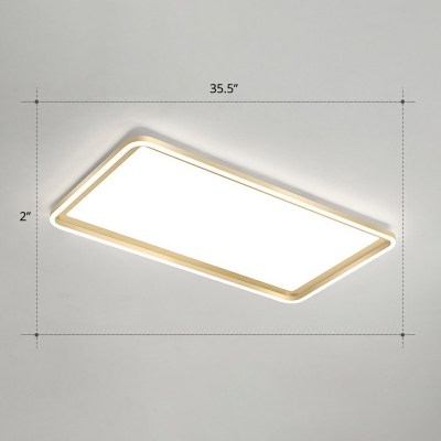 Rectangular Ultrathin Flush Mount Lamp Simple Acrylic Gold LED Ceiling Flush Light for Bedroom