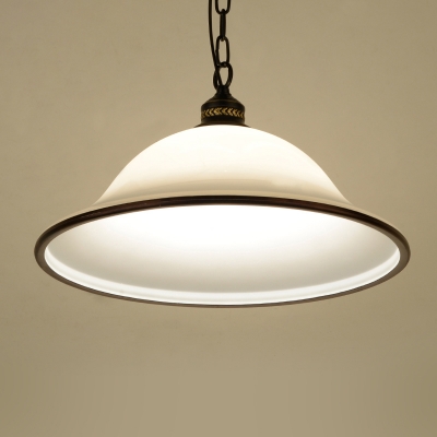 Single Ceiling Light Traditional Flared White Glass Hanging Pendant Light for Dining Room
