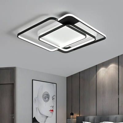 Square LED Flushmount Ceiling Lamp Minimalism Metal Black Flush Mount Light Fixture