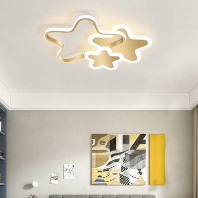Star Shaped Child Room Flush Light Metal Modern Style LED Flush Ceiling Light Fixture