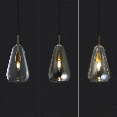 Teardrop Glass Hanging Lamp Minimalism 1-Light Black and Brass Ceiling Pendant Light