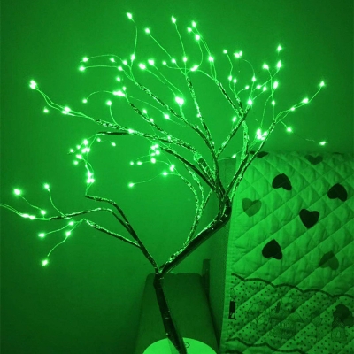 Tree Shaped LED Night Stand Lamp Artistic Plastic Bedroom Battery Table Light in Gold