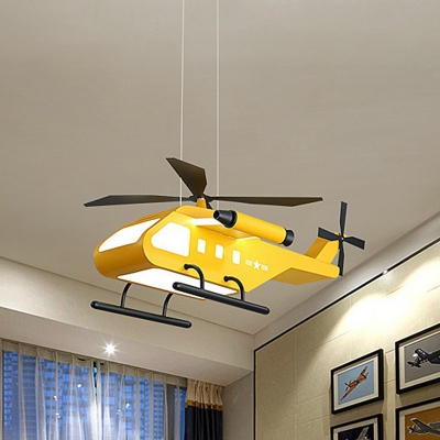 Vehicle Chandelier Lighting Kids Style Acrylic Yellow LED Pendant Light for Nursery