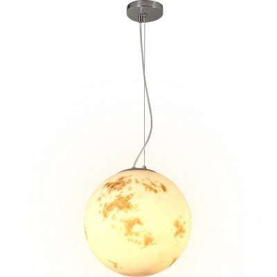 White Moon Sphere Ceiling Pendant Nordic 1 Head Acrylic Hanging Light for Restaurant