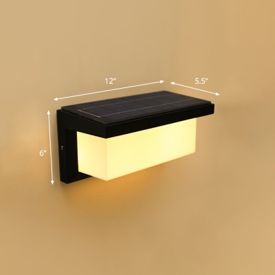 Acrylic Cuboid Wall Mounted Lamp Modern Black Solar LED Sconce Light for Outdoor