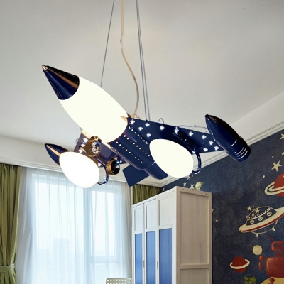 Aircraft Shape Child Room Chandelier Lighting Metallic Kids Style LED Pendant Light