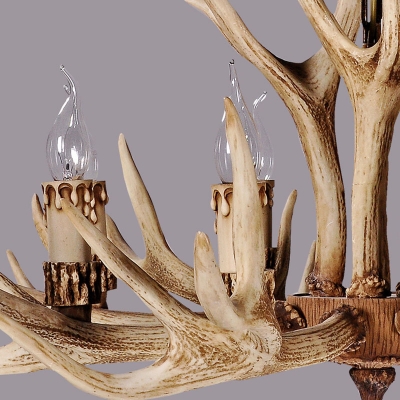 Antler Shaped Resin Chandelier Farmhouse Style Dining Room Hanging Ceiling Light