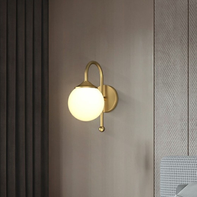 Ball Bedside Sconce Wall Lighting Opaque Glass Postmodernist Wall Mount Fixture in Gold
