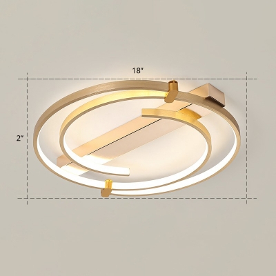 Circular Aluminum LED Ceiling Lighting Minimalism Gold Finish Flush Mount Fixture for Bedroom