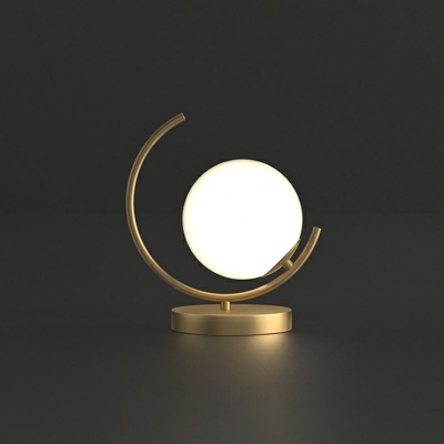 Cream Glass Ball Nightstand Lamp Nordic Style LED Table Lighting in Gold for Bedroom