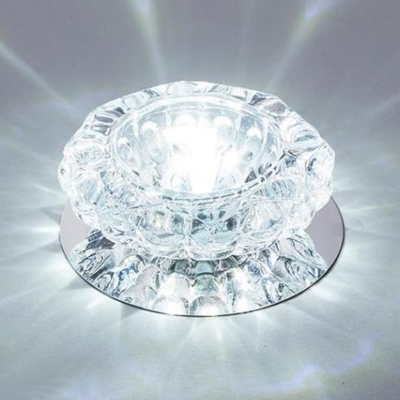 Cut Crystal Flower Flush Mounted Light Simplicity Clear Led Surface Mount Ceiling Light