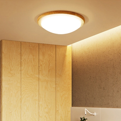 Dome LED Flushmount Ceiling Lamp Nordic Acrylic Balcony Flush Mount Fixture in Wood
