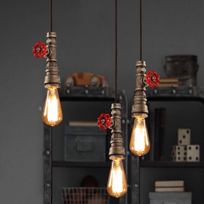 Edison Bulb Design Metal Pendant Light Industrial 1-Head Dining Room Drop Lamp with Decorative Valve Handle