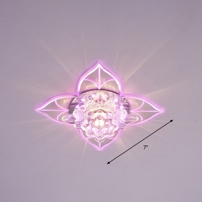 Flower Aisle Ceiling Lighting Crystal Modern LED Flush Light with Acrylic Petals in Clear