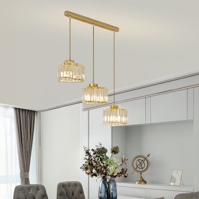 Gold Loving Heart Shaped Multi-Pendant Modern 3 Lights Crystal Hanging Lamp for Dining Room