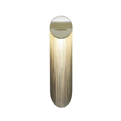 Metal Chain Fringe Wall Sconce Art Deco 1-Light Gold Finish Wall Mount Lamp for Living Room