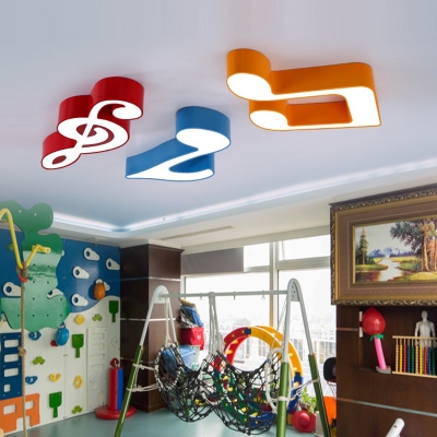 Musical Note Flush Ceiling Light Cartoon Acrylic Nursery LED Flush Mount Lighting Fixture