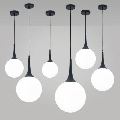 Nordic Globe Shaped Hanging Lamp Ivory Glass Single Restaurant Ceiling Pendant Light