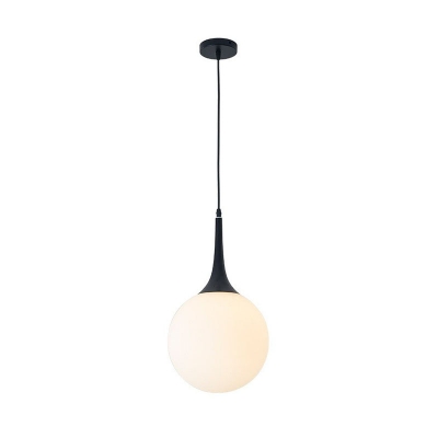 Nordic Globe Shaped Hanging Lamp Ivory Glass Single Restaurant Ceiling Pendant Light