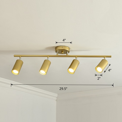 Post-Modern Cylindrical Semi Flush Mount Spotlight Iron Living Room Rotatable LED Track Lighting
