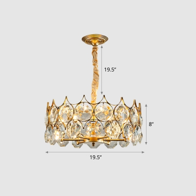 Postmodernism Crown Shaped Pendant Lighting Crystal Octagons Dining Room Ceiling Chandelier