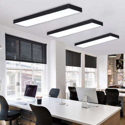 Rectangle Office LED Flush Light Acrylic Simplicity Ceiling Flush Mount Light in Black