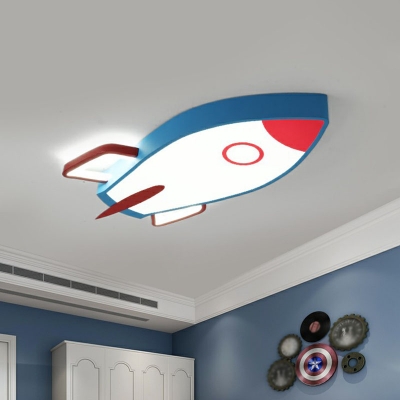 Rocket Shaped LED Flush Mount Lighting Kids Acrylic Bedroom Ceiling Light in Blue