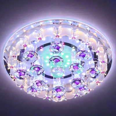 Round LED Flush Mount Spotlight Modern Crystal Clear Ceiling Lighting for Corrido