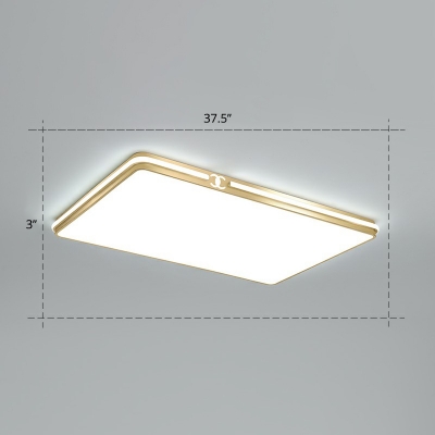 Simple Style LED Ceiling Light Gold Rectangular Flush-Mount Light Fixture with Acrylic Shade