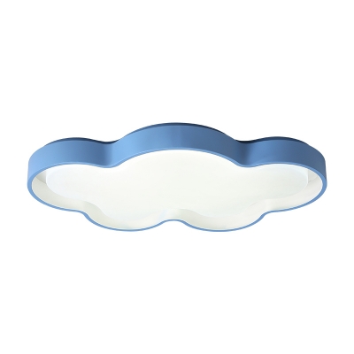 Simplicity Cloud Shaped Flush Mount Led Light Acrylic Living Room Ceiling Fixture in Blue
