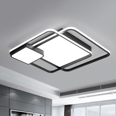 Simplicity Square LED Flush Mount Light Acrylic Bedroom Flush Mount Ceiling Light in Black