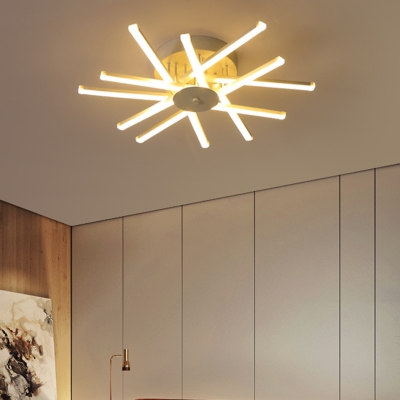 White Sunburst Shaped Ceiling Lighting Minimalism Acrylic LED Semi Flush Mount Light Fixture