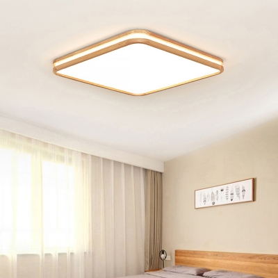 Acrylic Geometrical LED Ceiling Mounted Fixture Simple Style Wood Flush Mount Lighting