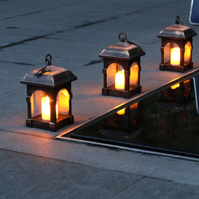 Art Decor Candle LED Pendant Light Plastic Courtyard Waterproof Solar Landscape Light, 2 Pcs
