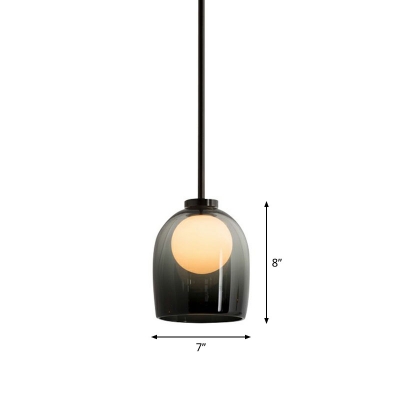 Bell Shaped Mini Hanging Light Nordic Glass Single Dining Room Pendant Lighting with Ball Shade Inside