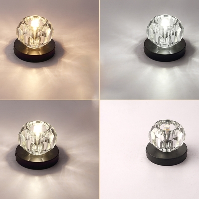 Bud Beveled-Cut Crystal Ceiling Lighting Modern 1-Bulb Flush Mounted Light for Corridor
