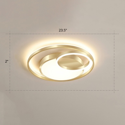 Crescent and Circle Ceiling Mounted Light Modern Style Metal Gold Flush Mount Led Light