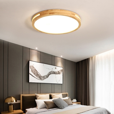 Geometric Shape Wooden Ceiling Lamp Nordic Style LED Flush Mount with Acrylic Diffuser