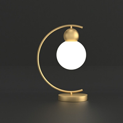 Gourd Shape LED Table Light Modern Style Cream Glass Living Room Nightstand Lighting in Gold