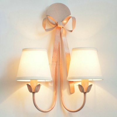 Light-Pink Bowknot Wall Sconce Creative 1 Head Iron Wall Mounted Light for Girls Bedroom