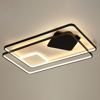 Matte Black Frame Flush Mount Light Simplicity Metal LED Ceiling Light Fixture for Bedroom