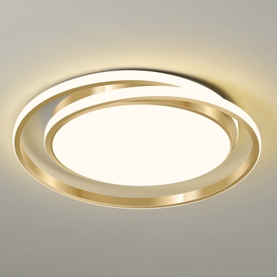Metallic Circle Flush Ceiling Light Contemporary LED Flush Mount Lighting in Gold