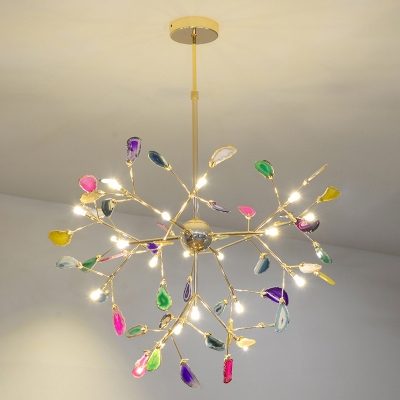 Minimalist Sputnik Firefly Chandelier Lighting Agate Living Room LED Pendant Light