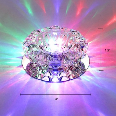 Mirrored Chrome Round Flush Light Minimalist Clear Crystal LED Ceiling Mounted Lamp for Living Room