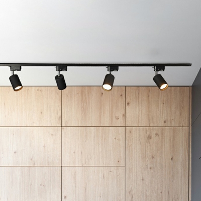 Modern Style Cylindrical Shade Semi Flush Spotlight Iron Living Room LED Track Light Kit