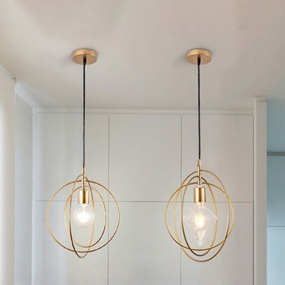 Multi-Ring Metal Suspension Light Nordic 1 Head Dining Room Down Lighting Pendant in Gold