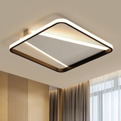 Square and Triangle Ceiling Fixture Simplicity Metal Black Finish Flush Mount Light for Bedroom