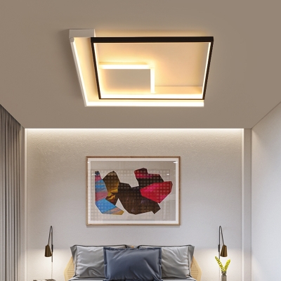 Squared Bedroom LED Flush Mount Light Acrylic Simplicity Flush Mount Ceiling Light in Black and White