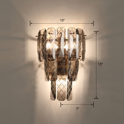 Tiered K9 Crystal Wall Lamp Postmodern 3-Light Wall Mounted Light for Living Room