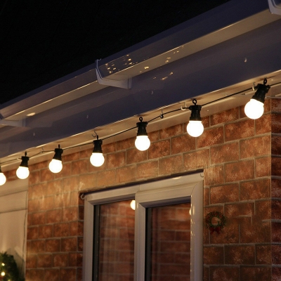 Bare Bulb LED Fairy Light Modern Plastic Black Solar Powered String Lighting for Outdoor